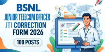 BSNL Junior Telecom Officer JTO Correction Form 2026 for 100 Post