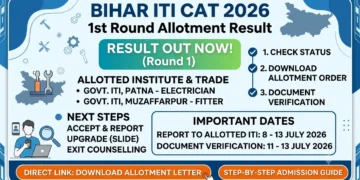 Bihar ITI CAT 2026 1st Round Allotment Result