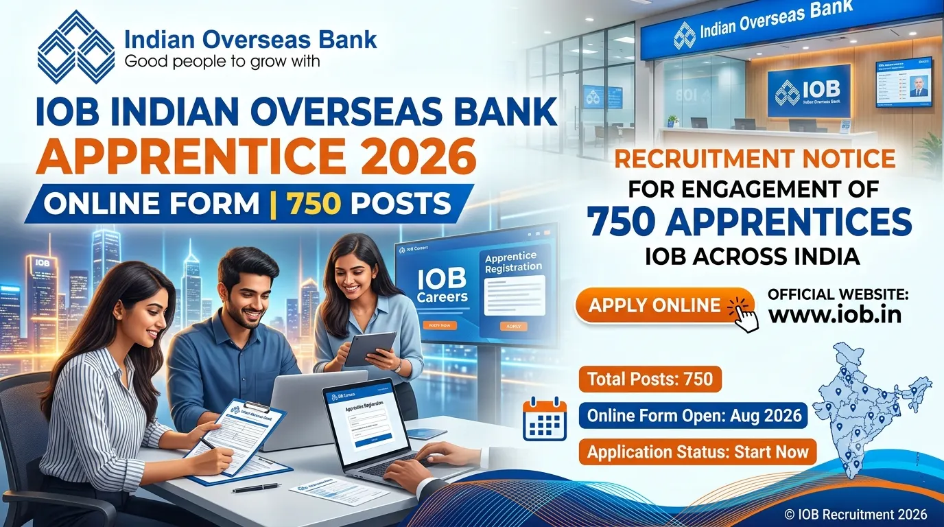 IOB Indian Overseas Bank Apprentice 2026 Online Form for 750 Post