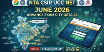 NTA CSIR UGC NET June Exam City Details 2026
