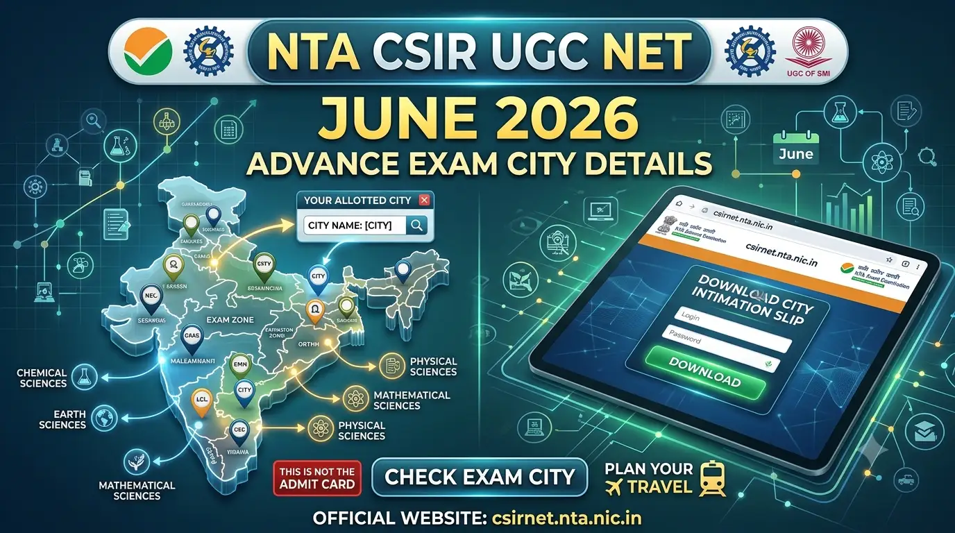 NTA CSIR UGC NET June Exam City Details 2026