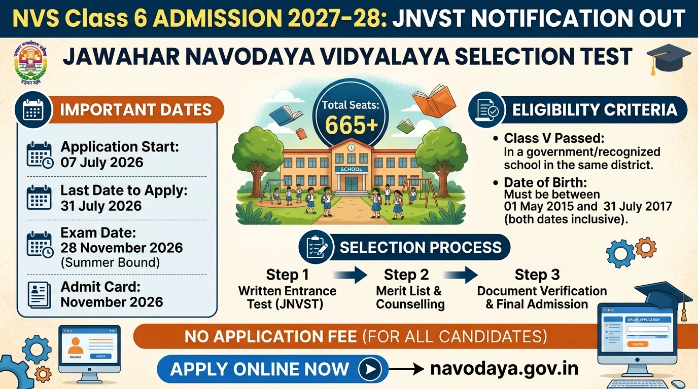 NVS Class 6 Admission 2027 Online Form