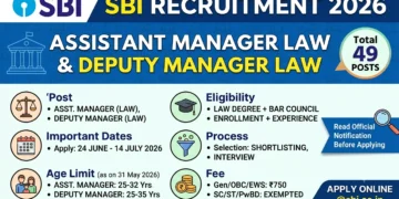 SBI Assistant Manager Law, Deputy Manager Law Recruitment 2026