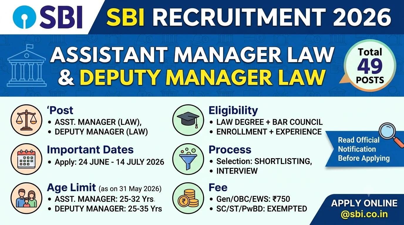 SBI Assistant Manager Law, Deputy Manager Law Recruitment 2026
