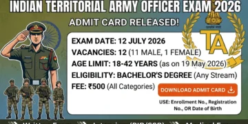 Territorial Army Officer Admit Card 2026