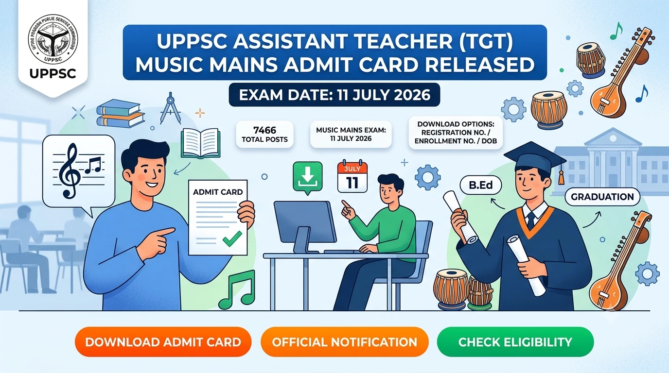UPPSC LT Grade Assistant Teacher Music Mains Admit Card 2026